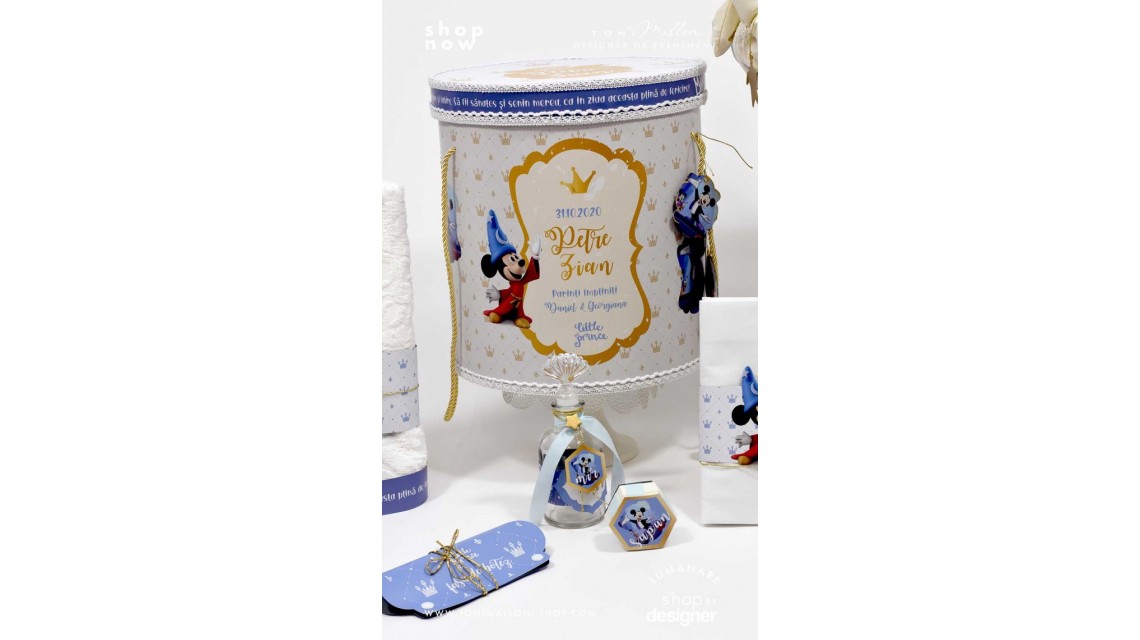 Trusou de botez Mickey Mouse personalizat grafic prin coasere cu imagini Disney Royal The King 7